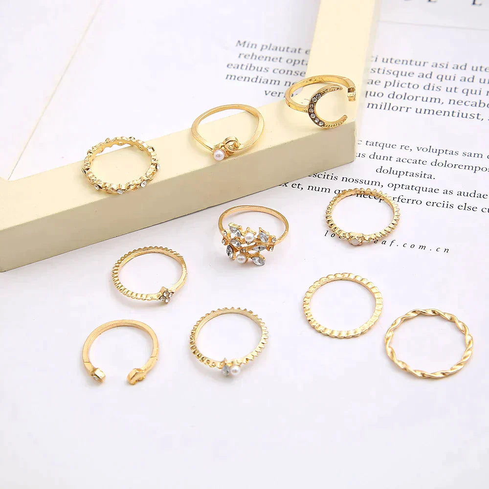 10 pairs of Bohemian silver and gold rings