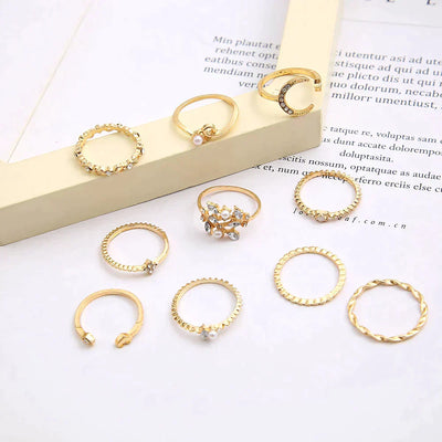 10 pairs of Bohemian silver and gold rings