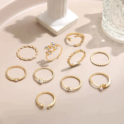 10 pairs of Bohemian silver and gold rings