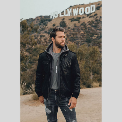 Louie | Leather Jacket with Removable Hood