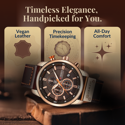 Elegant Quartz Watch with Leather Strap™