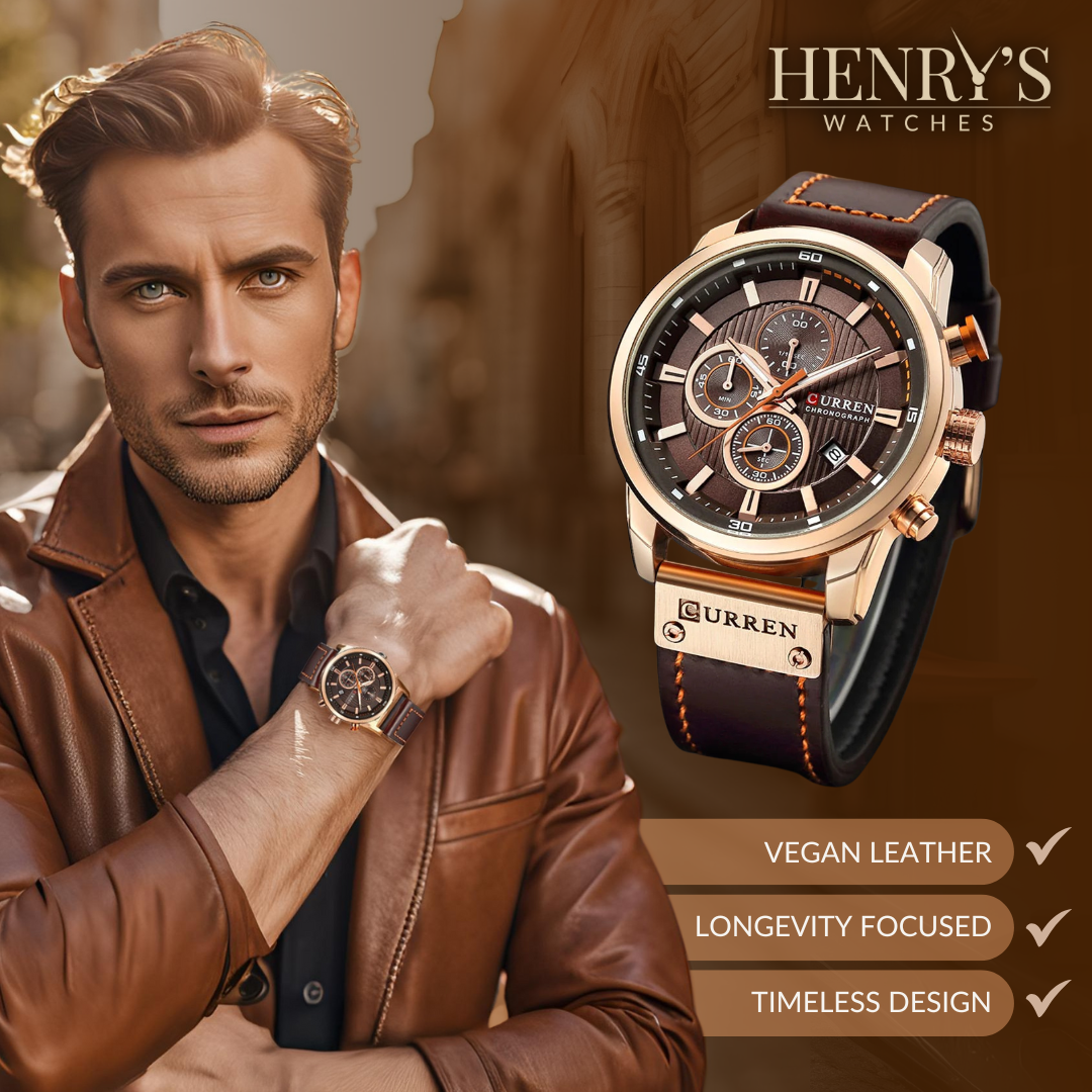 Elegant Quartz Watch with Leather Strap™