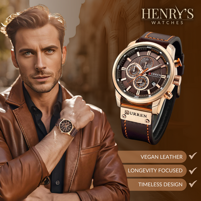Elegant Quartz Watch with Leather Strap™