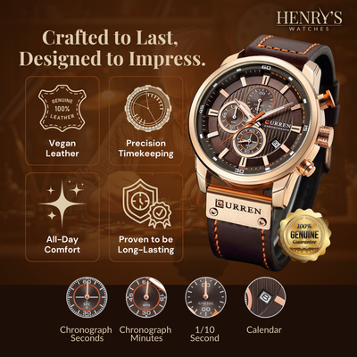 Elegant Quartz Watch with Leather Strap™