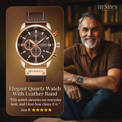 Elegant Quartz Watch with Leather Strap™