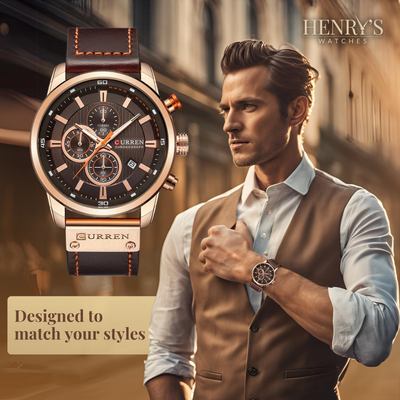 Elegant Quartz Watch with Leather Strap™