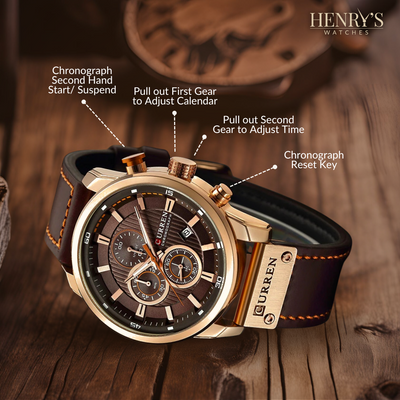 Elegant Quartz Watch with Leather Strap™
