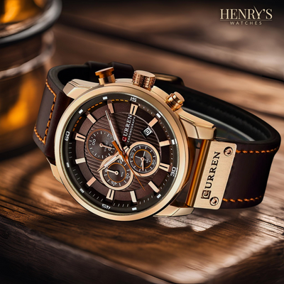 Elegant Quartz Watch with Leather Strap™