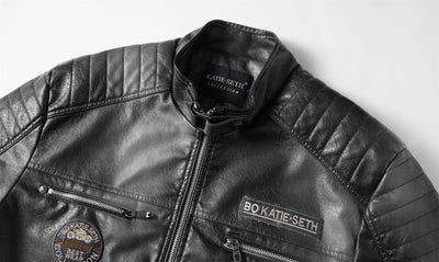 Tobias™ Rust – Red-brown motorcycle jacket with patch details