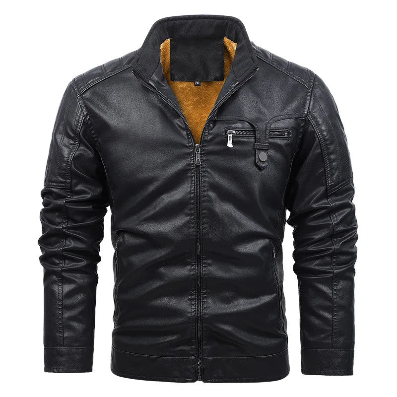 Johan™ Sand – Beige leather jacket with standing collar and discreet details