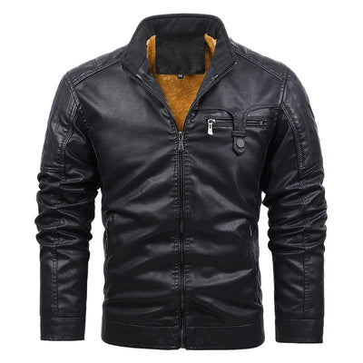 Johan™ Sand – Beige leather jacket with standing collar and discreet details