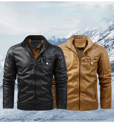 Johan™ Sand – Beige leather jacket with standing collar and discreet details