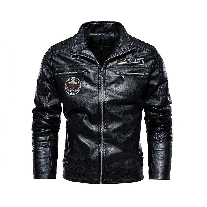 Tobias™ Rust – Red-brown motorcycle jacket with patch details