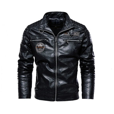 Tobias™ Rust – Red-brown motorcycle jacket with patch details