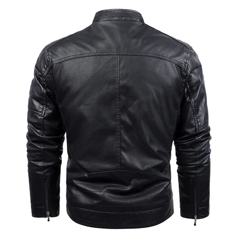 Johan™ Sand – Beige leather jacket with standing collar and discreet details