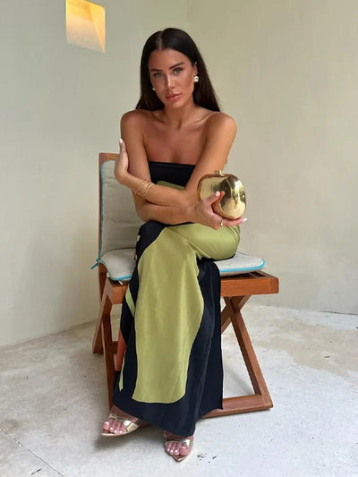Lilia™ - Abstract Strapless Maxi Dress