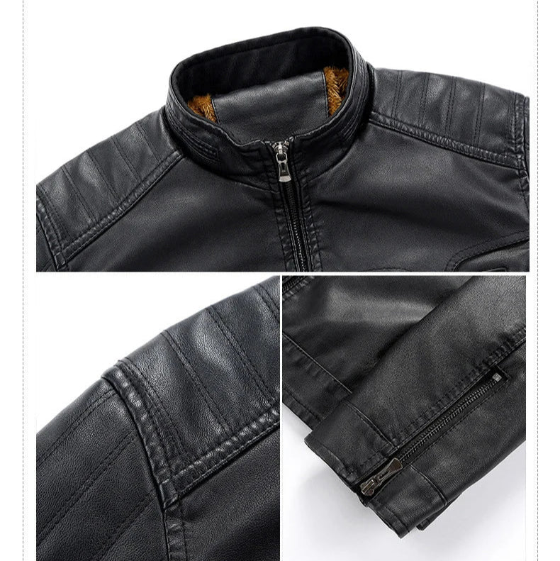 Johan™ Sand – Beige leather jacket with standing collar and discreet details