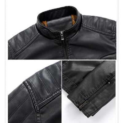 Johan™ Sand – Beige leather jacket with standing collar and discreet details