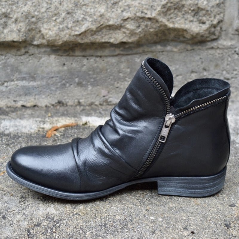VIANNELE™ | Zip-Up Leather Boots