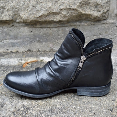 VIANNELE™ | Zip-Up Leather Boots