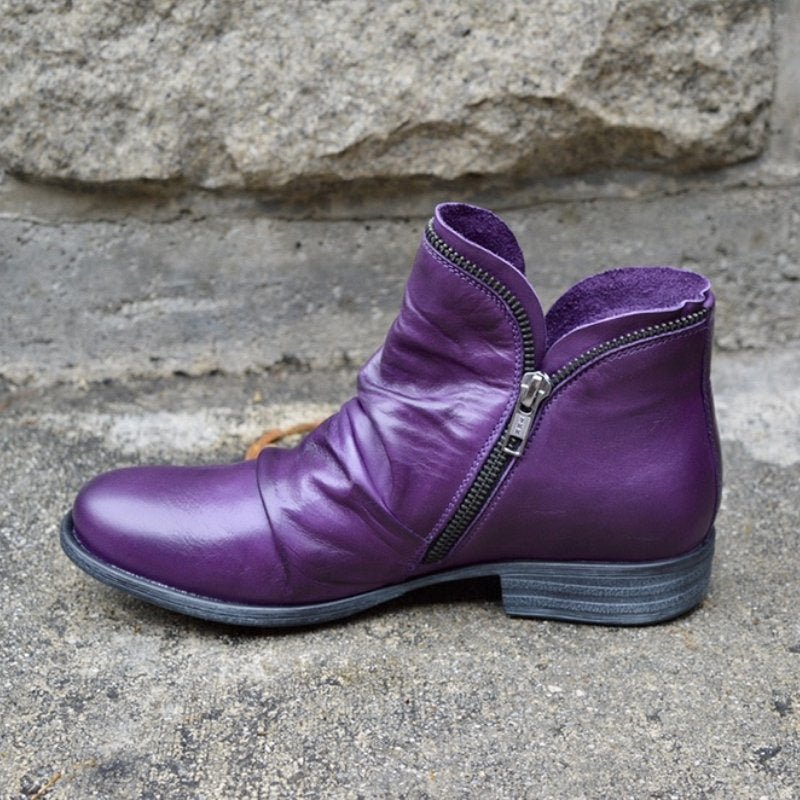 VIANNELE™ | Zip-Up Leather Boots